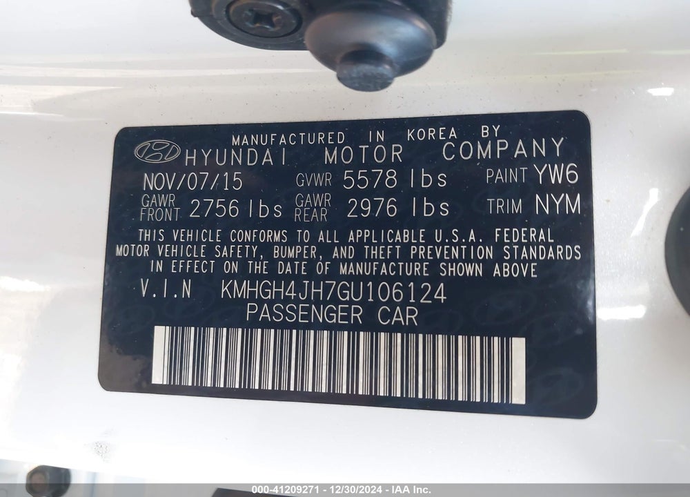 2016 HYUNDAI EQUUS SIGNATURE/ULTIMATE VIN: KMHGH4JH7GU106124