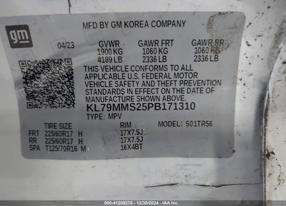 2023 CHEVROLET TRAILBLAZER LS VIN: KL79MMS25PB171310