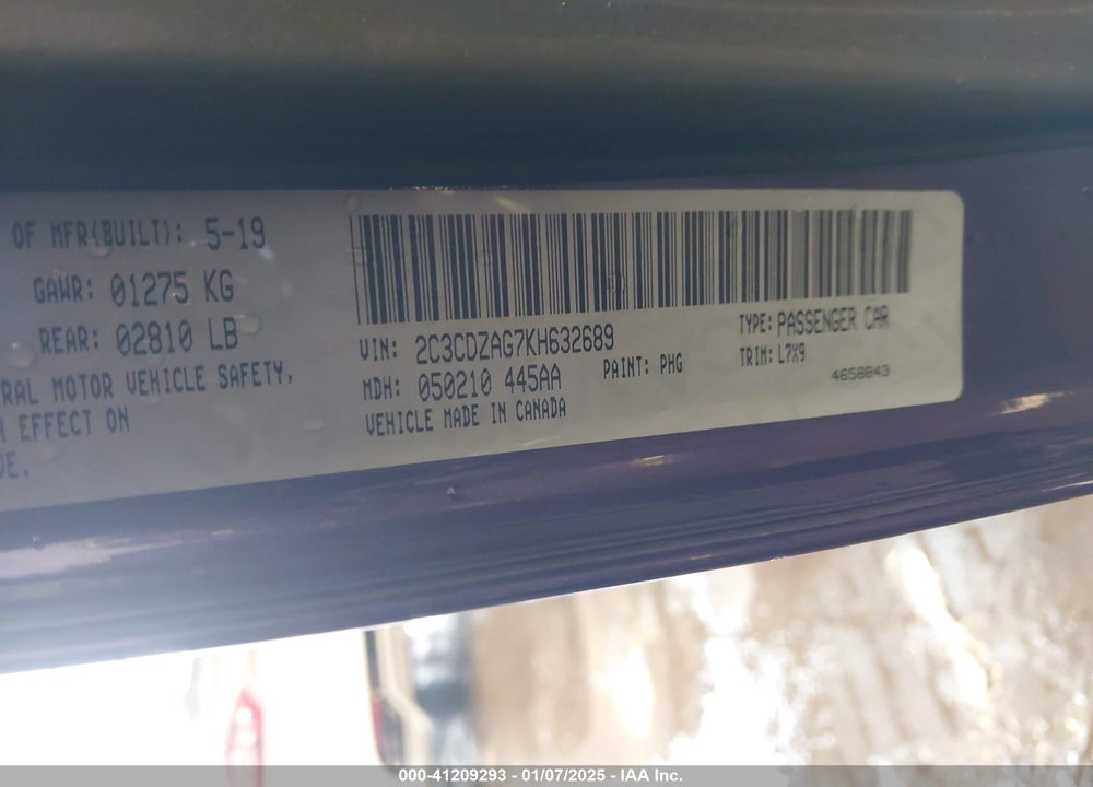 2019 DODGE CHALLENGER SXT VIN: 2C3CDZAG7KH632689