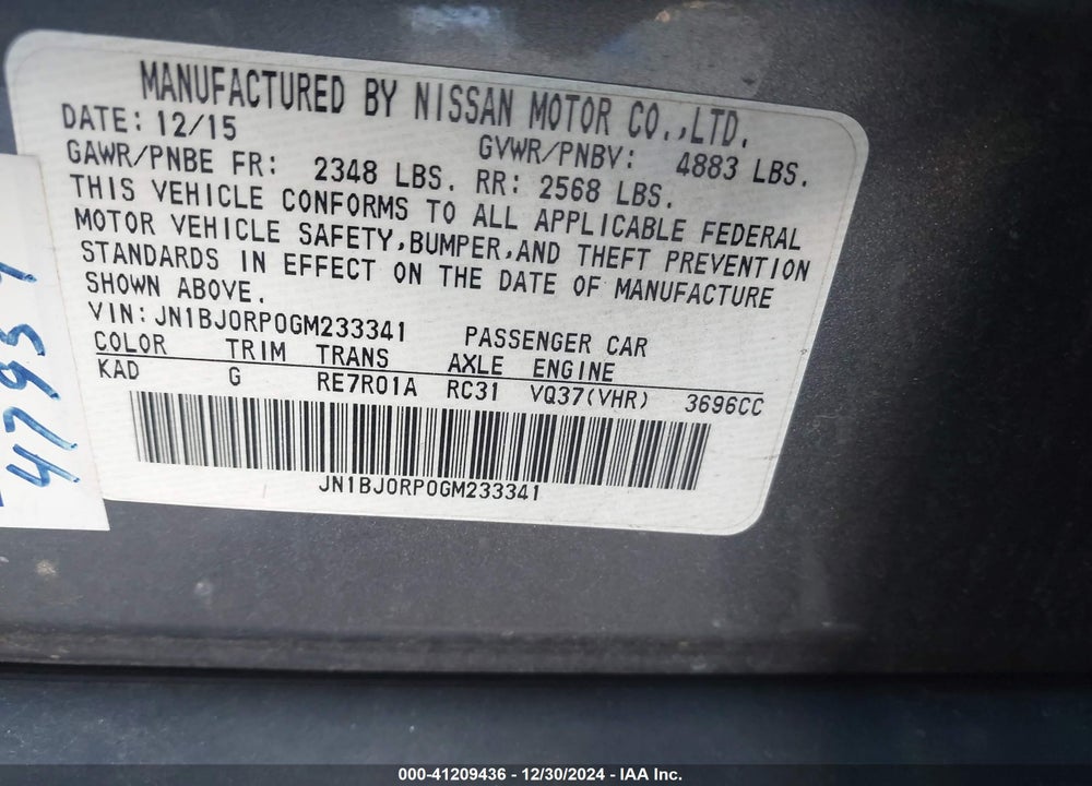 2016 INFINITI QX50 VIN: JN1BJ0RP0GM233341