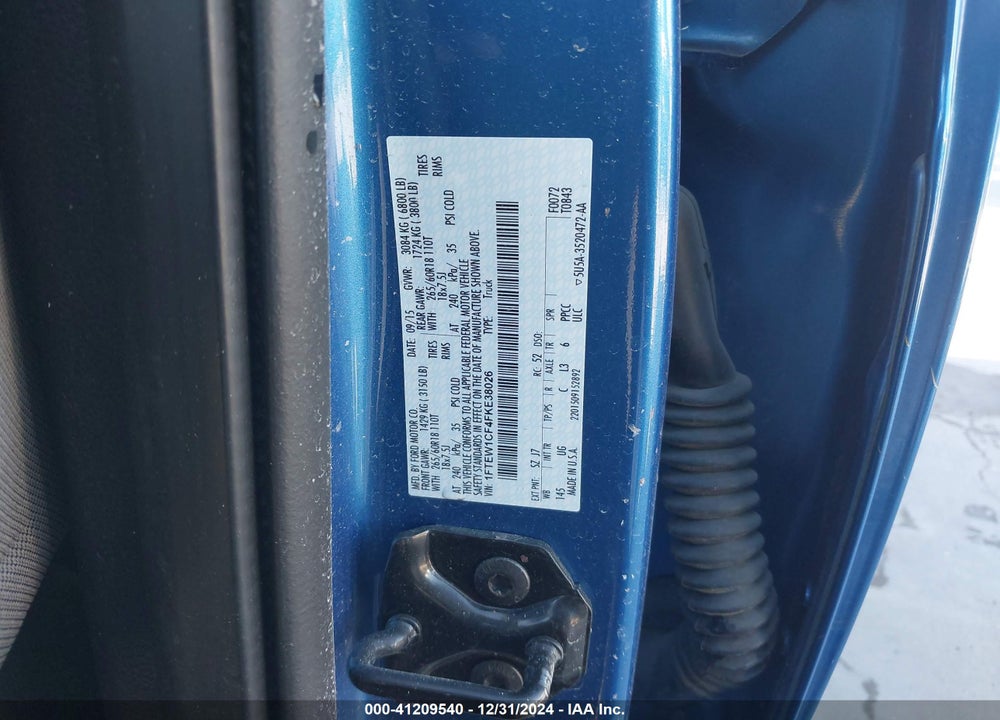 2015 FORD F150 SUPERCREW VIN: 1FTEW1CF4FKE38026