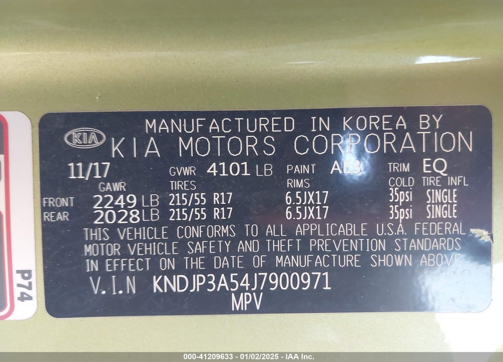 2018 KIA SOUL VIN: KNDJP3A54J7900971