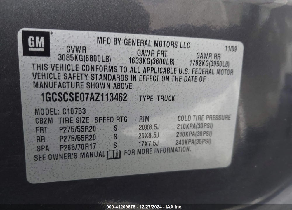2010 CHEVROLET SILVERADO C1500 LT VIN: 1GCSCSE07AZ113462