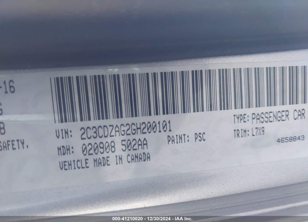 2016 DODGE CHALLENGER SXT VIN: 2C3CDZAG2GH200101