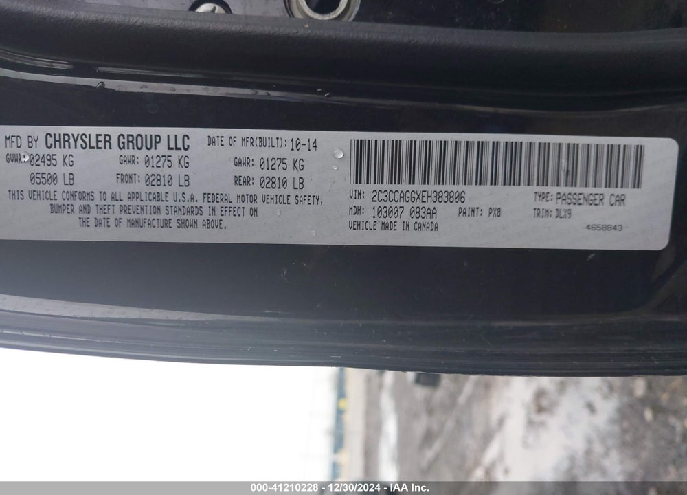 2014 CHRYSLER 300 VIN: 2C3CCAGGXEH383806