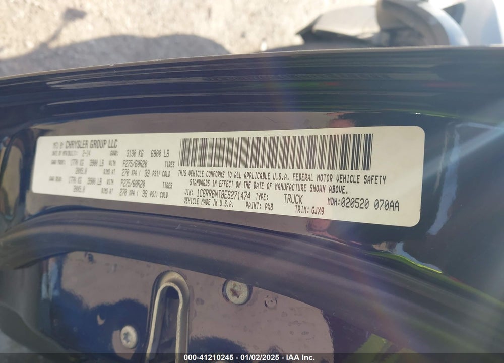 2014 RAM 1500 VIN: 1C6RR6NT8ES271474