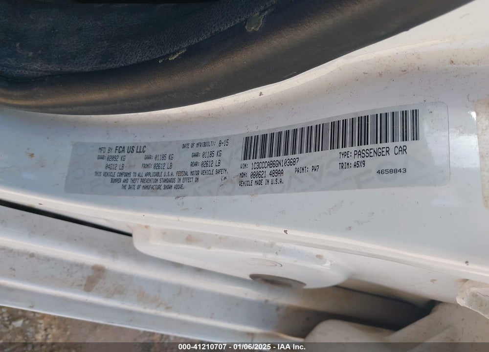 2016 CHRYSLER 200 VIN: 1C3CCCAB6GN103687