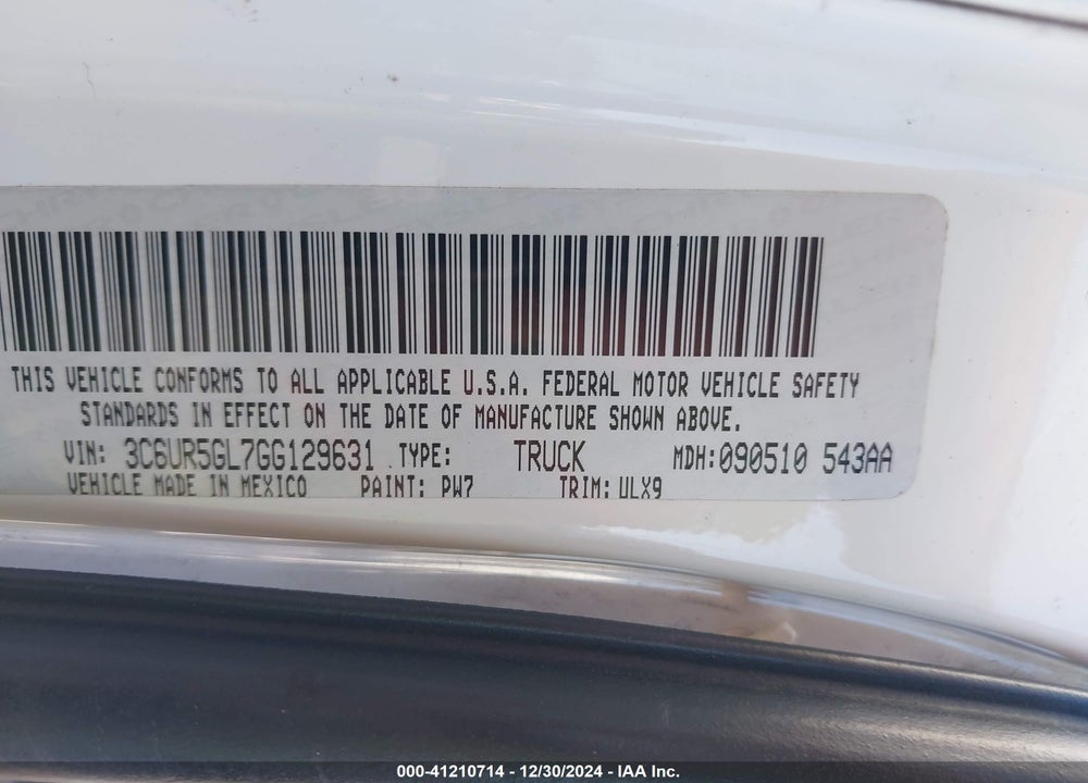 2016 RAM 2500 LONGHORN LIMITED VIN: 3C6UR5GL7GG129631