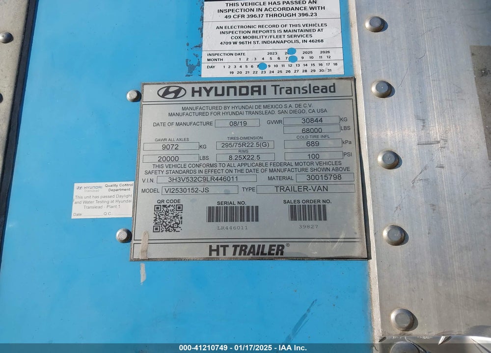 2020 HYUNDAI TRANSLEAD INC --- VIN: 3H3V532C9LR446011