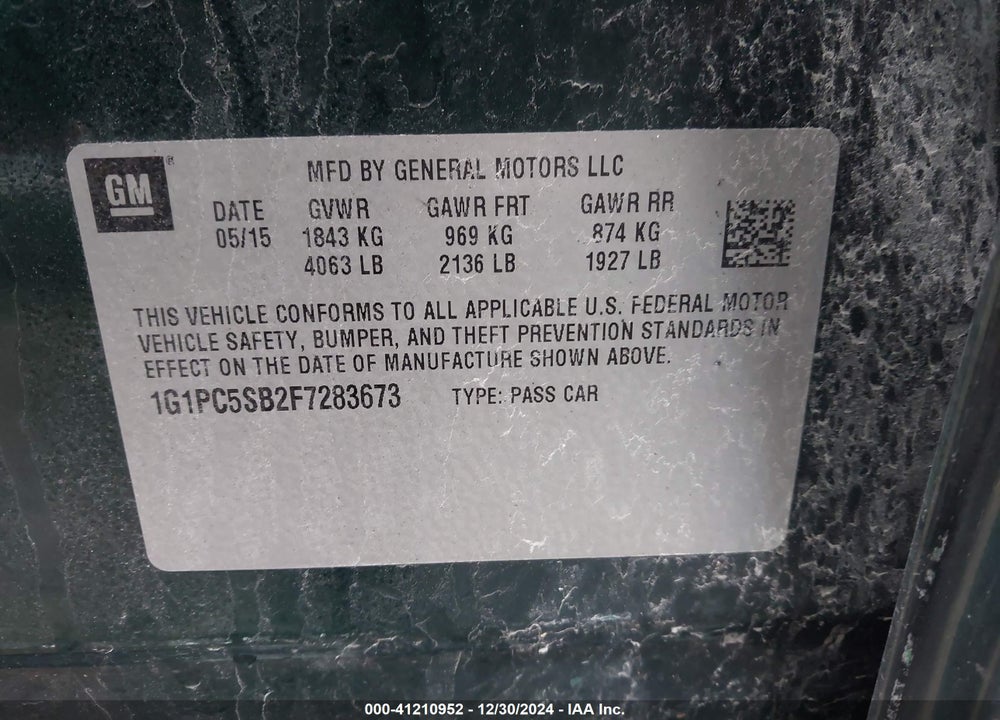2015 CHEVROLET CRUZE VIN: 1G1PC5SB2F7283673