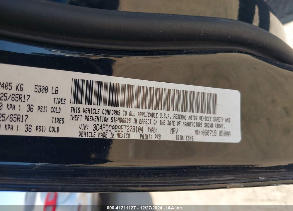 2014 DODGE JOURNEY AMERICAN VALUE PKG VIN: 3C4PDCAB9ET278104