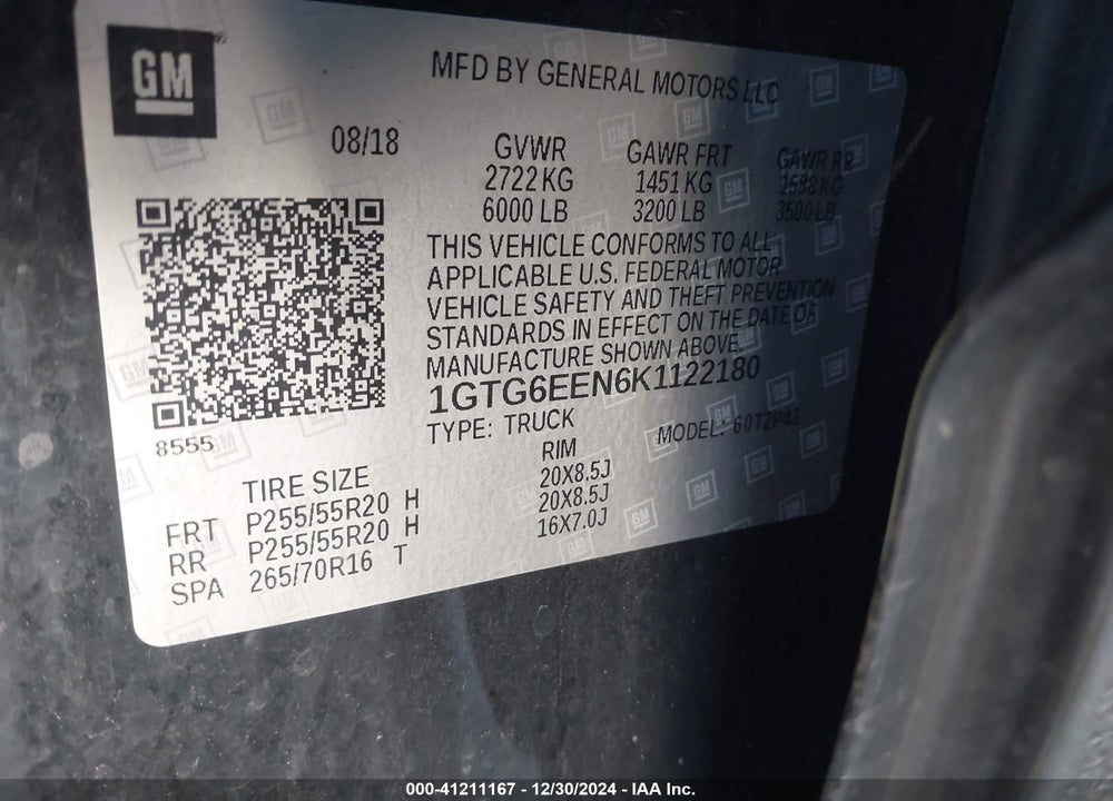 2019 GMC CANYON DENALI VIN: 1GTG6EEN6K1122180