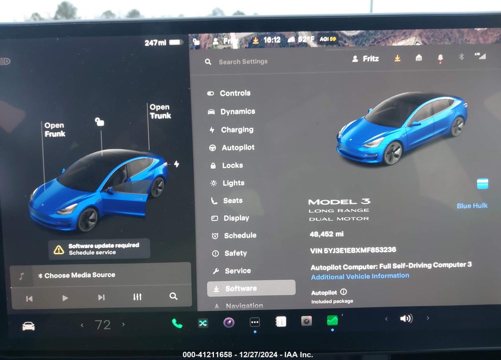 2021 TESLA MODEL 3 LONG RANGE DUAL MOTOR ALL-WHEEL DRIVE VIN: 5YJ3E1EBXMF853236