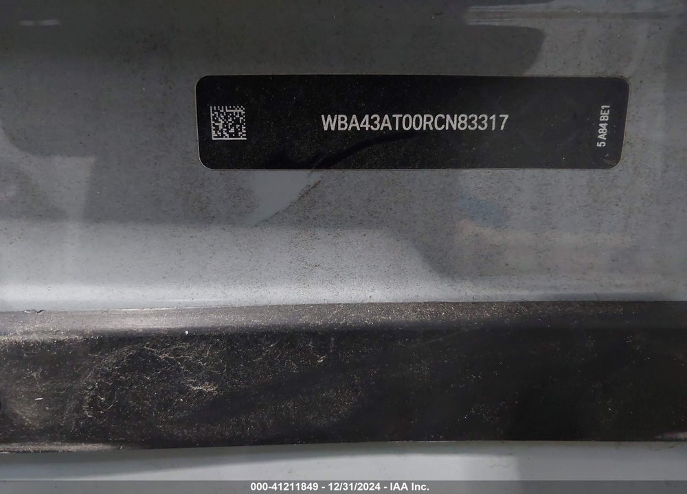 2024 BMW 4 SERIES VIN: WBA43AT00RCN83317