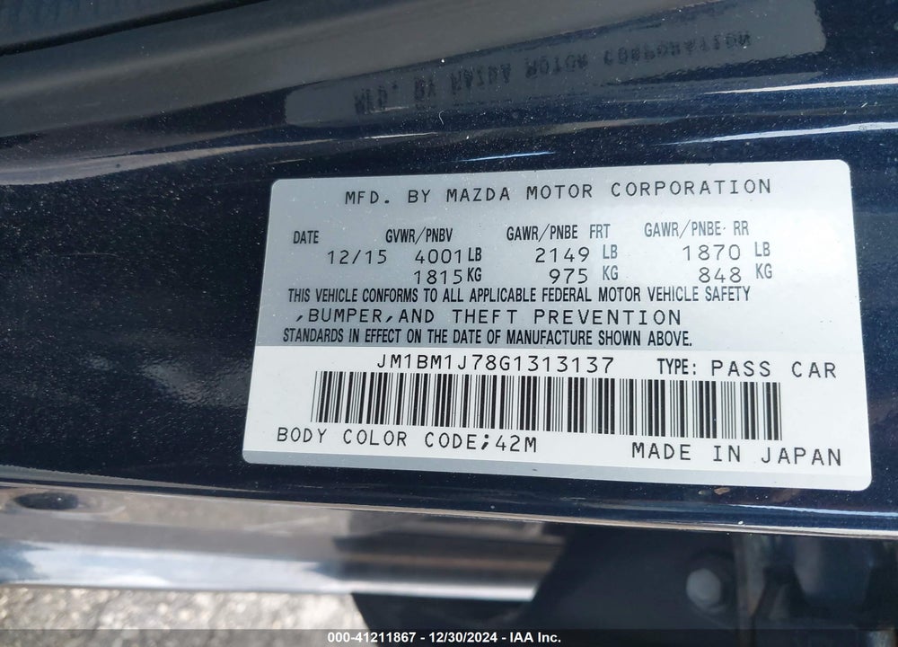 2016 MAZDA 3 I SPORT VIN: JM1BM1J78G1313137