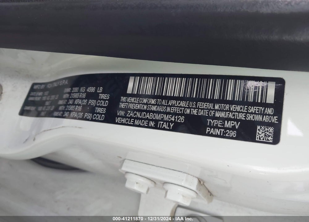 2021 JEEP RENEGADE SPORT/UPLAND/STER VIN: ZACNJDAB0MPM54126