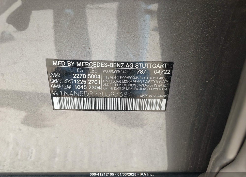 2022 MERCEDES-BENZ AMG GLA 45 4MATIC VIN: W1N4N5DB7NJ397681