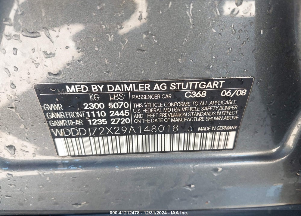 2009 MERCEDES-BENZ CLS 550 VIN: WDDDJ72X29A148018