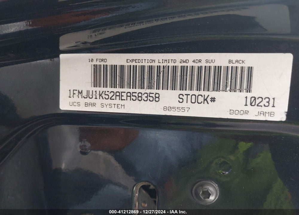 2010 FORD EXPEDITION LIMITED VIN: 1FMJU1K52AEA58358