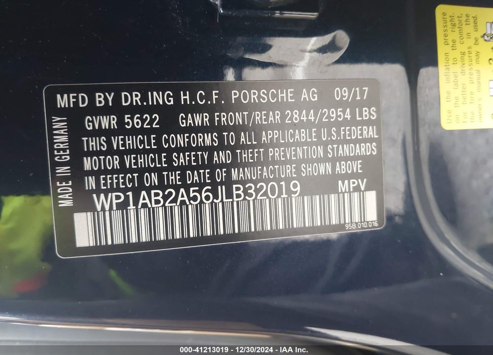2018 PORSCHE MACAN S VIN: WP1AB2A56JLB32019