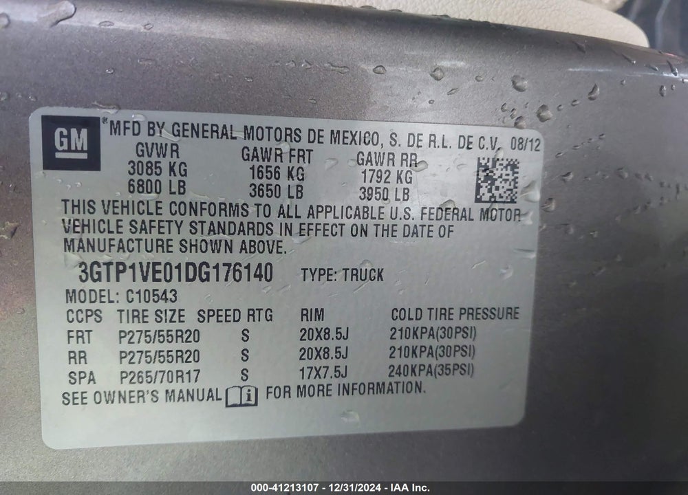 2013 GMC SIERRA 1500 SLE VIN: 3GTP1VE01DG176140