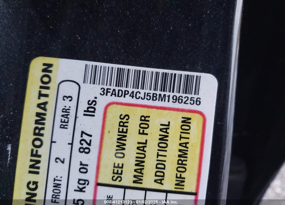 2011 FORD FIESTA SEL VIN: 3FADP4CJ5BM196256