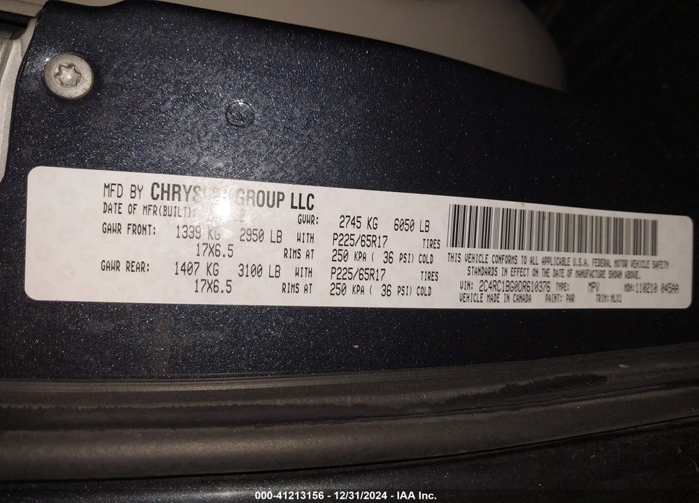 2013 CHRYSLER TOWN & COUNTRY TOURING VIN: 2C4RC1BG0DR610376