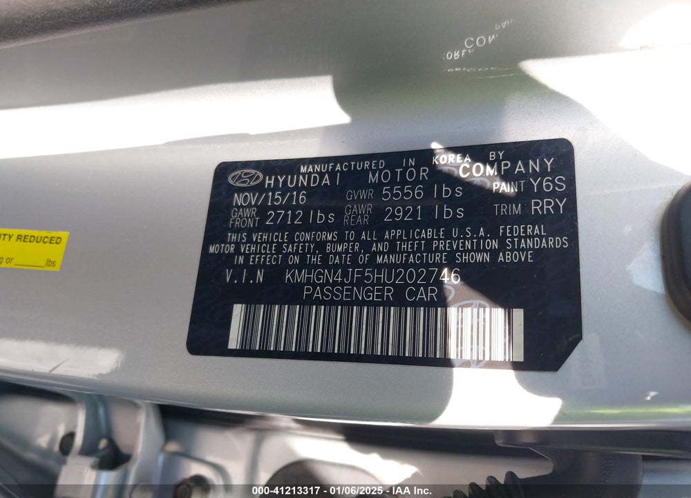 2017 GENESIS G80 5.0 ULTIMATE VIN: KMHGN4JF5HU202746