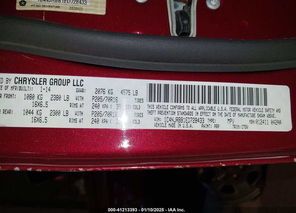 2014 JEEP PATRIOT SPORT VIN: 1C4NJRBB1ED728433