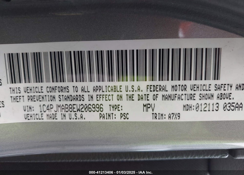 2014 JEEP CHEROKEE SPORT VIN: 1C4PJMAB8EW206996