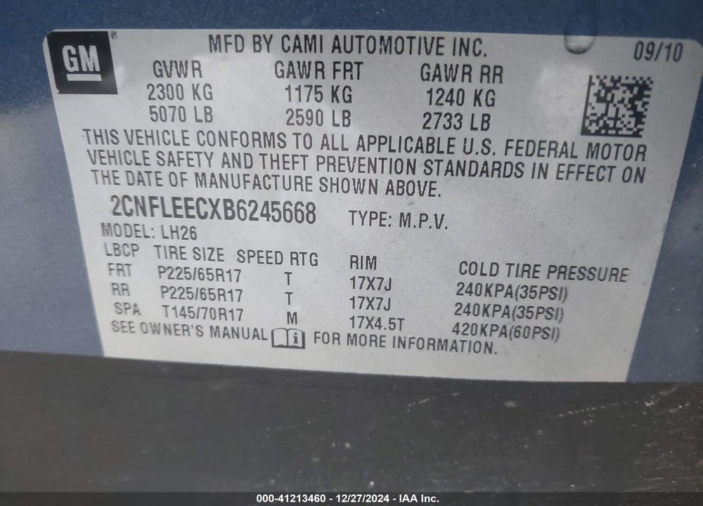 2010 CHEVROLET EQUINOX LT VIN: 2CNFLNEW2A6216769