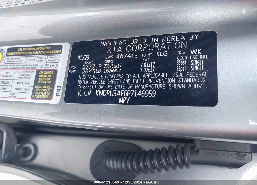 2023 KIA SPORTAGE LX VIN: KNDPU3AF6P7146959