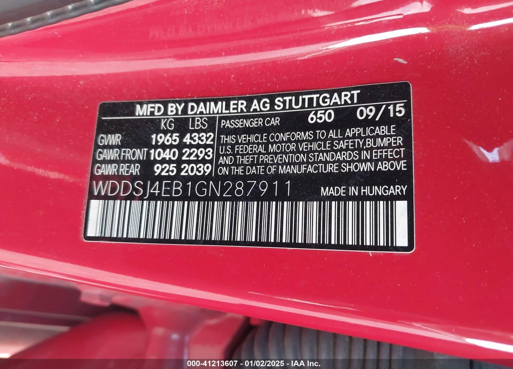 2016 MERCEDES-BENZ CLA 250 VIN: WDDSJ4EB1GN287911