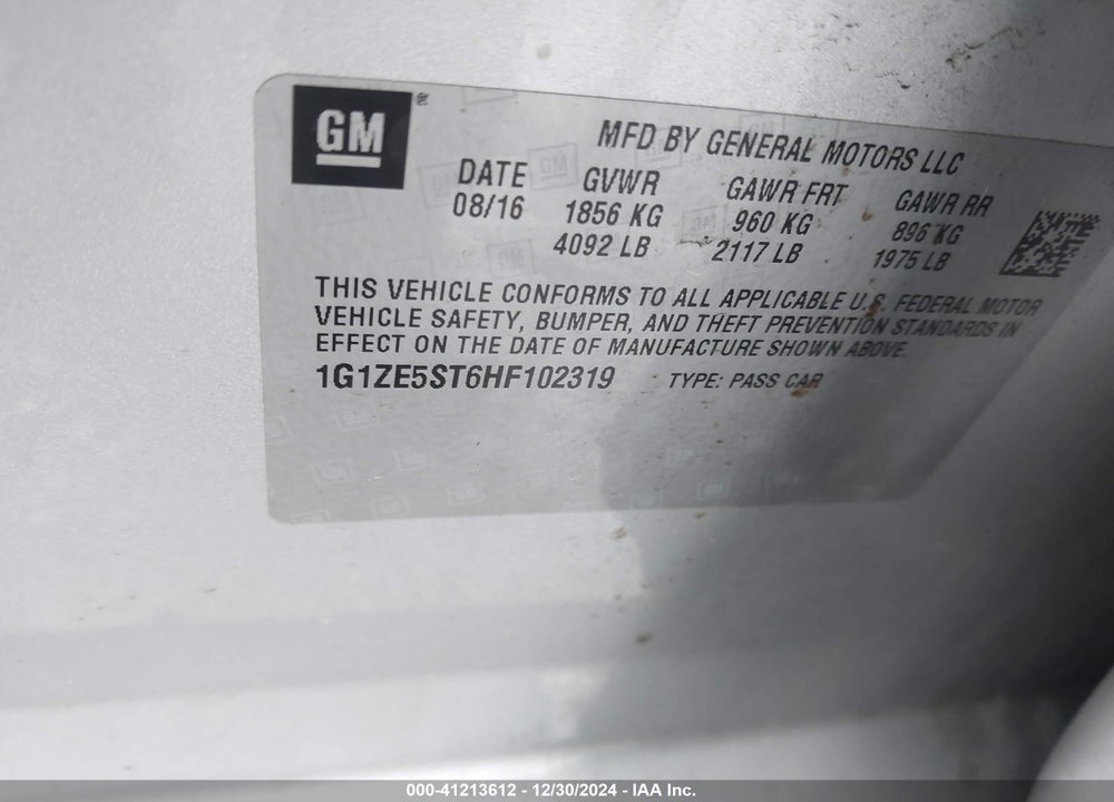 2017 CHEVROLET MALIBU VIN: 1G1ZE5ST6HF102319