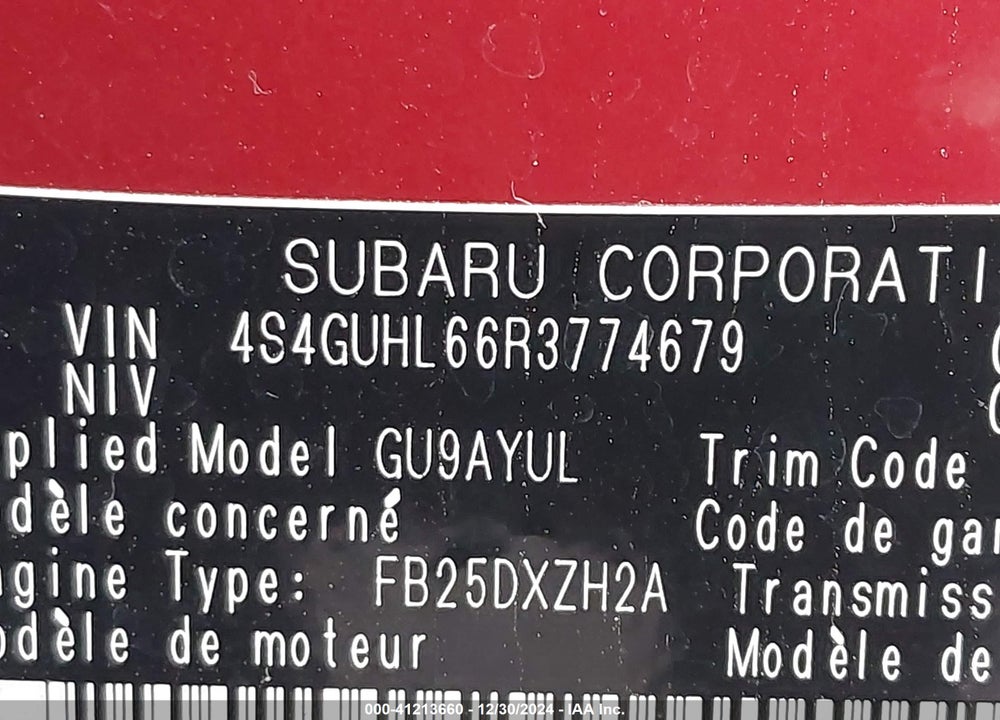 2024 SUBARU CROSSTREK LIMITED VIN: 4S4GUHL66R3774679
