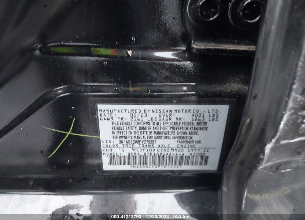 2023 NISSAN SENTRA VIN: 3N1AB8CV0PY275357