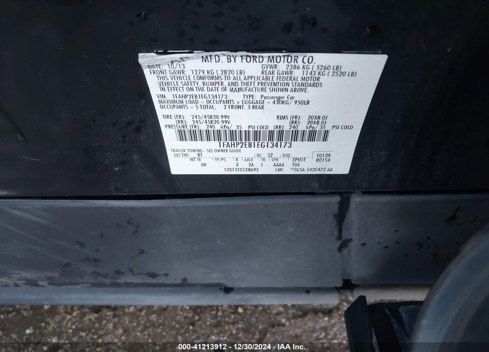 2014 FORD TAURUS SEL VIN: 1FAHP2E81EG134173