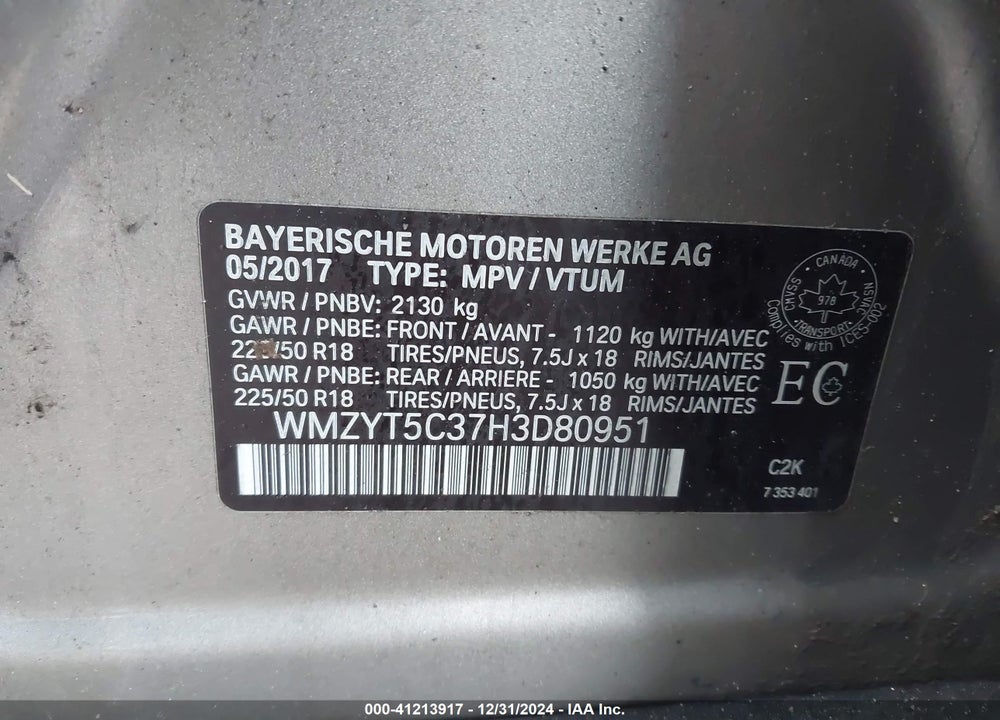 2017 MINI COUNTRYMAN COOPER S VIN: WMZYT5C37H3D80951