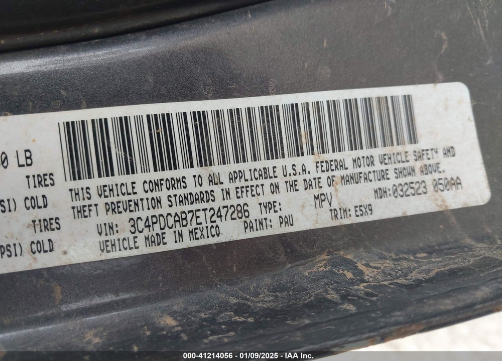 2014 DODGE JOURNEY SE VIN: 3C4PDCAB7ET247286