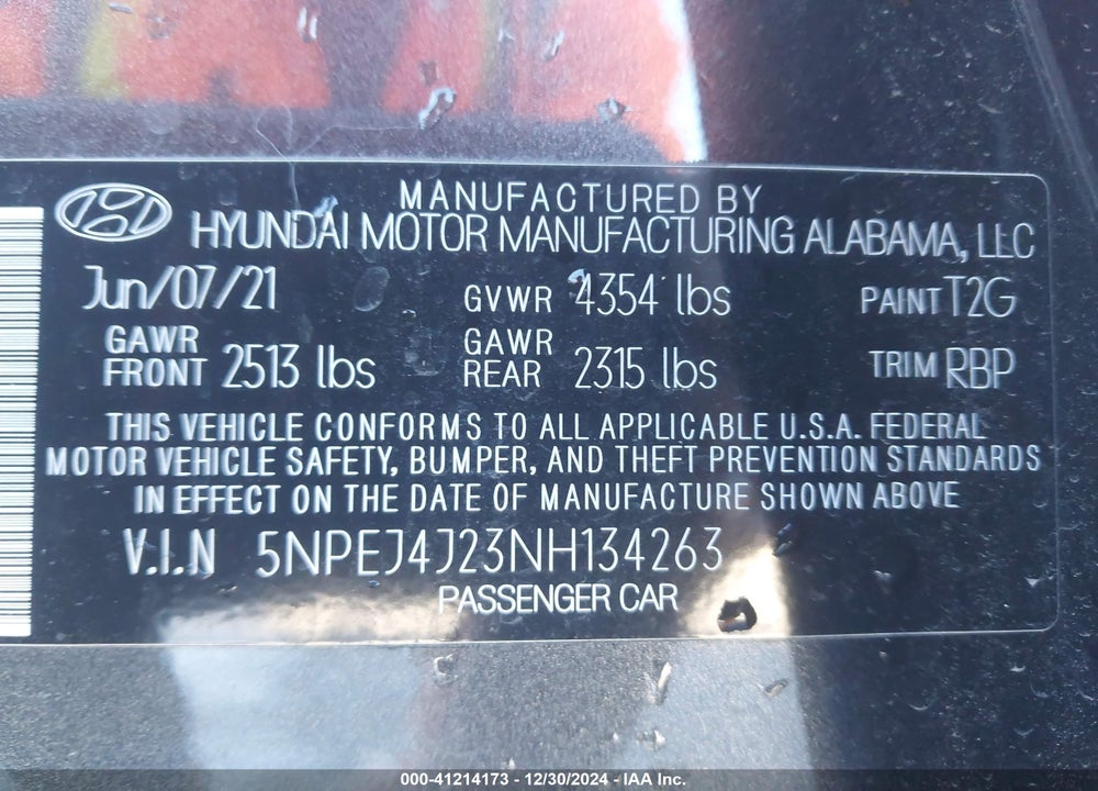 2022 HYUNDAI SONATA SEL PLUS VIN: 5NPEJ4J23NH134263