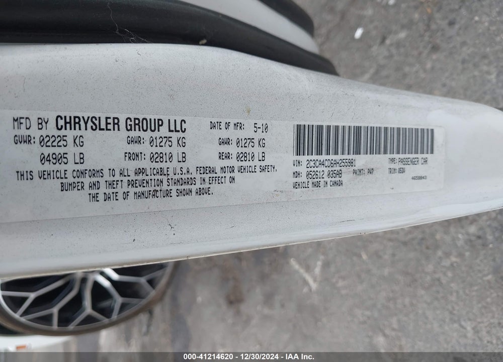 2010 CHRYSLER 300 TOURING VIN: 2C3CA4CD6AH255981
