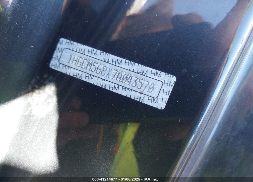 2007 HONDA ACCORD 2.4 EX VIN: 1HGCM568X7A043570