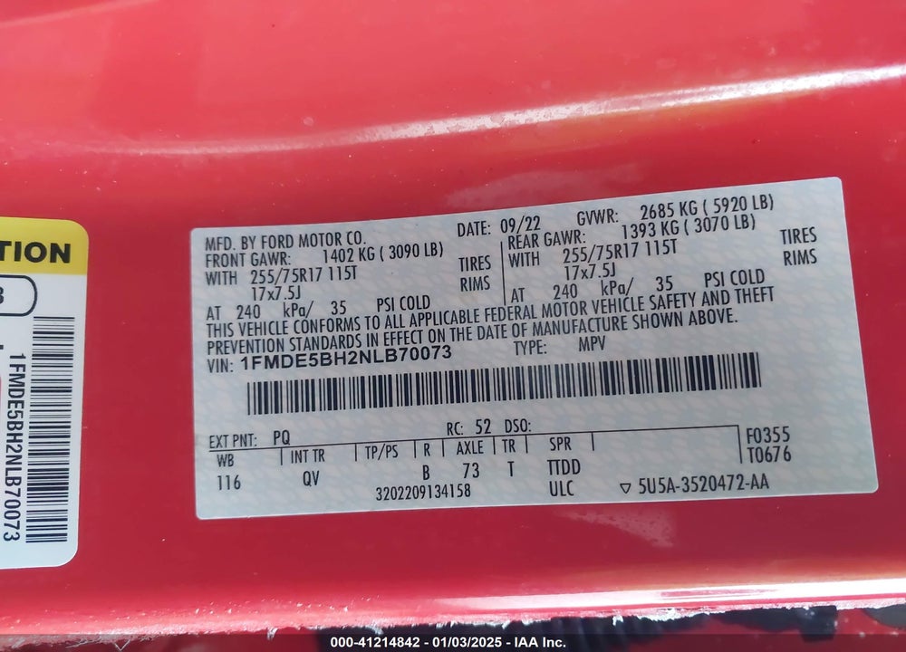 2022 FORD BRONCO BIG BEND VIN: 1FMDE5BH2NLB70073