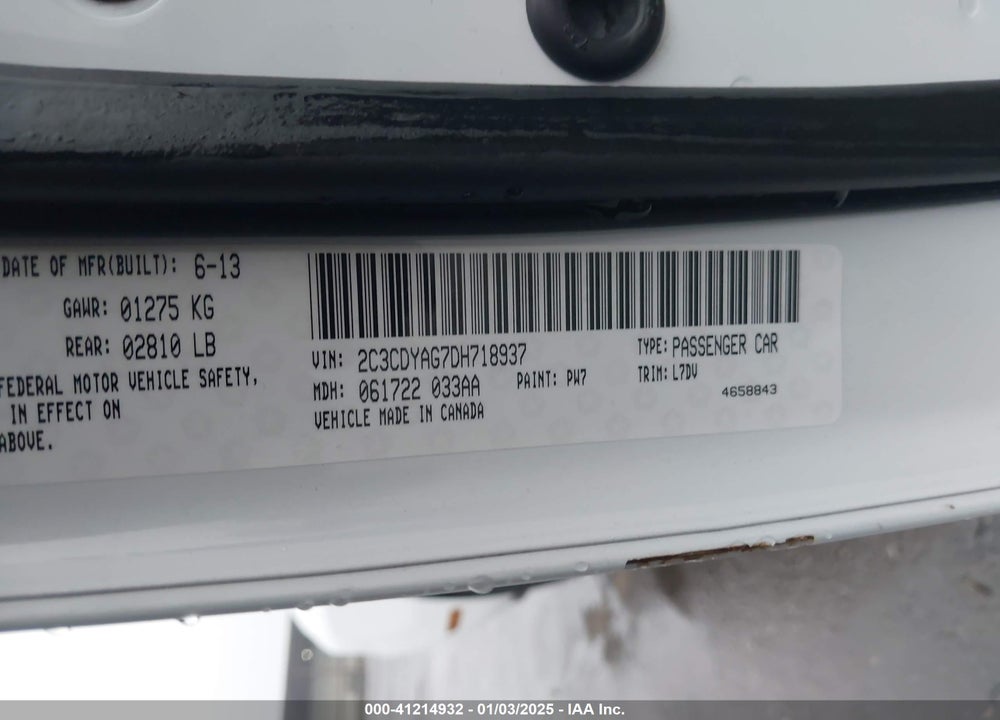 2013 DODGE CHALLENGER VIN: 2C3CDYAG7DH718937