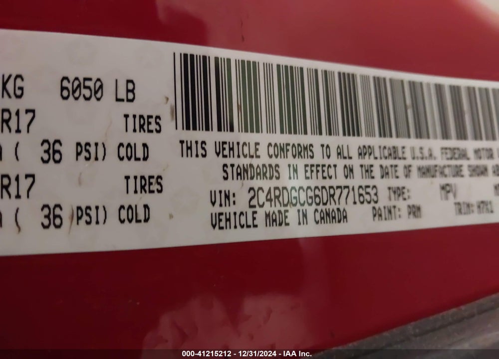 2013 DODGE GRAND CARAVAN SXT VIN: 2C4RDGCG6DR771653