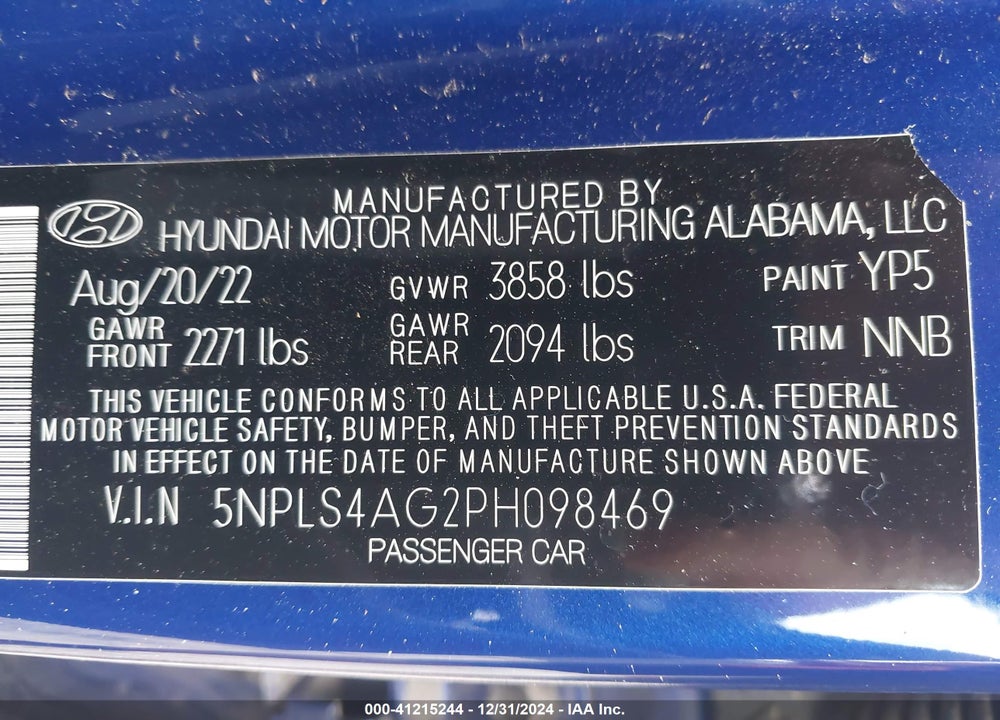 2023 HYUNDAI ELANTRA VIN: 5NPLS4AG2PH098469