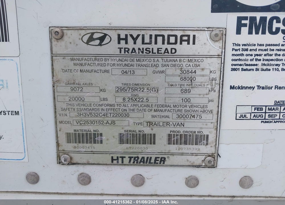 2014 HYUNDAI TRANSLEAD INC --- VIN: 3H3V532C4ET220030