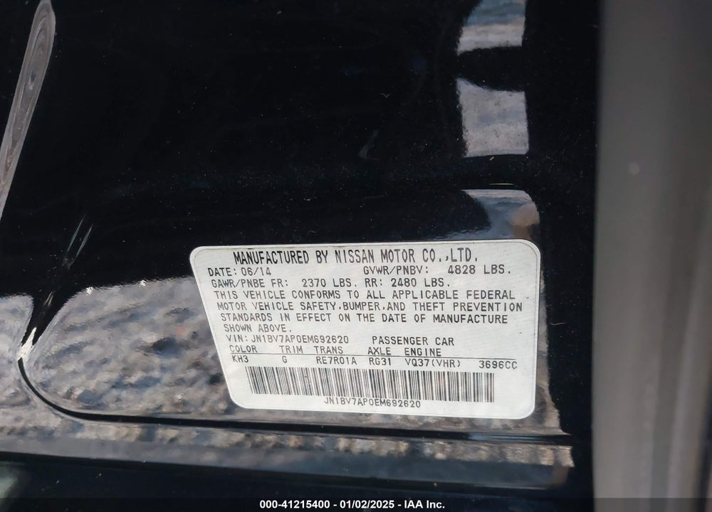 2014 INFINITI Q50 VIN: JN1BV7AP0EM692620
