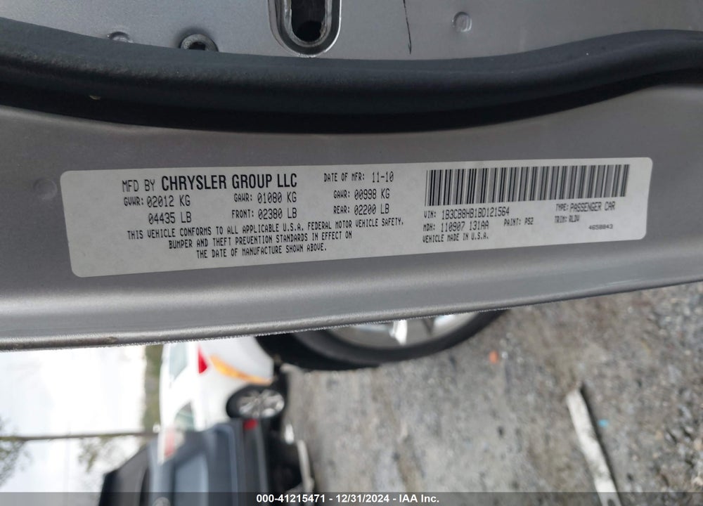2011 DODGE CALIBER RUSH VIN: 1B3CB8HB1BD121564