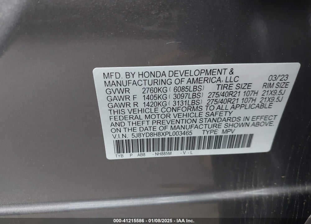 2023 ACURA MDX TYPE S W/ADVANCE PACKAGE VIN: 5J8YD8H8XPL003465